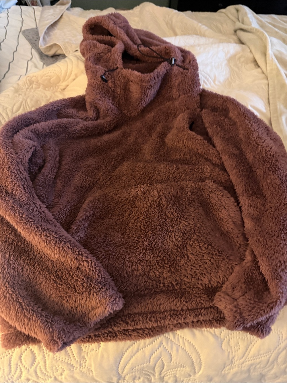 Source Unknown Plush Hooded Turtleneck Sweater - Mauve Brown